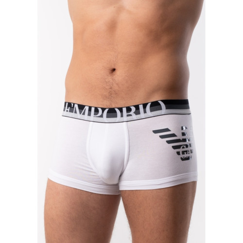 Emporio Armani Underwear - BOXER EAGLE CEINTURE ELASTIQUEE ET CONTRASTEE Blanc - Boxer & Shorty HOMME Emporio Armani Underwear