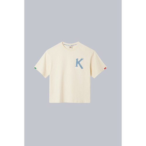 T-shirt unisexe manche courte Big K blanc crème en coton