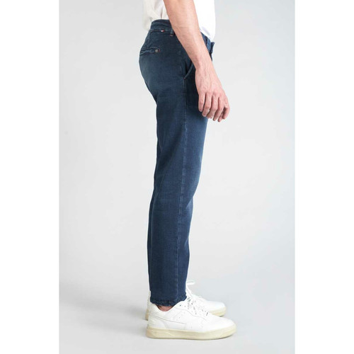Jeans chino DEJEAN, longueur 34 bleu en coton