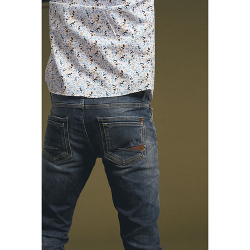 Jeans ajusté stretch 700/11, longueur 34 bleu en coton Tate