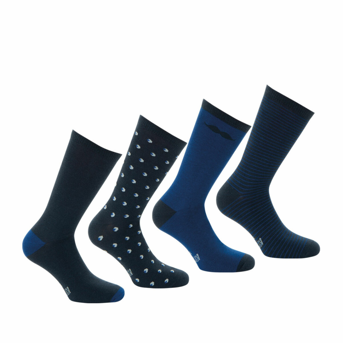 Set de 4 paires de chaussettes hautes crew Ecopack Bleu en coton