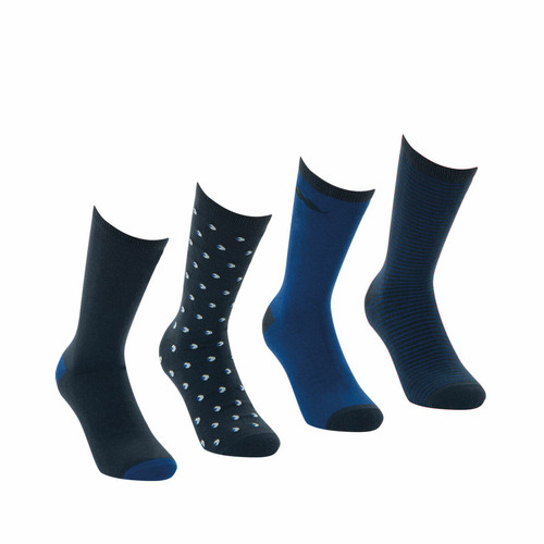 Set de 4 paires de chaussettes hautes crew Ecopack Bleu en coton