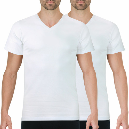 Athéna - Lot de 2 Tee-shirts homme col V Ecopack - Vetements homme