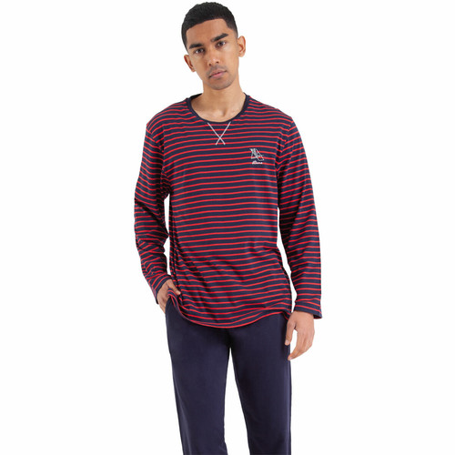 Athéna - Pyjama long col rond homme Rayures - Noël Mode HOMME