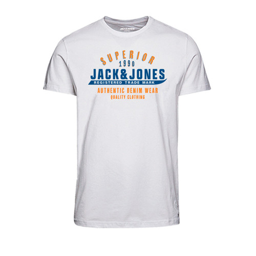 Jack & Jones - T-shirt Standard Fit Col ras du cou Manches courtes Blanc en coton Ivan - Mode homme