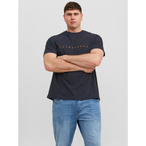 Jack & Jones - T-shirt Relaxed Fit Col rond Manches courtes Bleu Marine en coton Zack - Mode homme