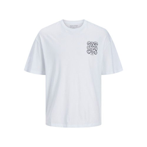Jack & Jones - T-shirt Wide Fit Col ras du cou Manches courtes Blanc en coton Nico - Mode homme