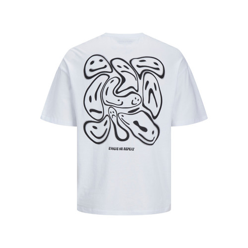 T-shirt Wide Fit Col ras du cou Manches courtes Blanc en coton Nico