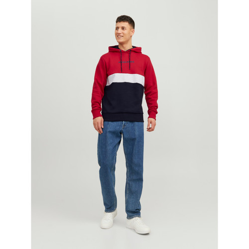 Jack & Jones - Sweatshirt Standard Fit Manches longues Rouge foncé en coton Dane - Pull gilet sweatshirt homme