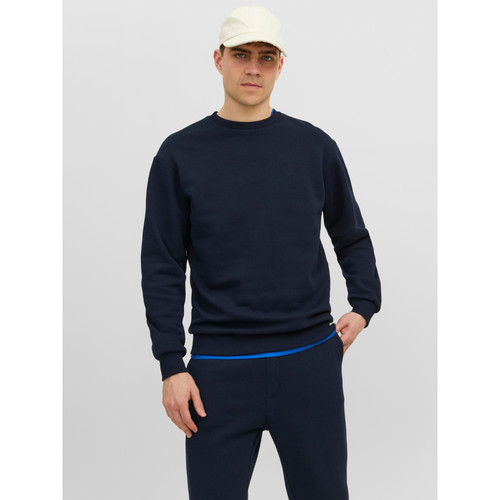 Jack & Jones - Sweat-shirt Relaxed Fit Col ras du cou Manches longues Bleu Marine Tate - Pull gilet sweatshirt homme