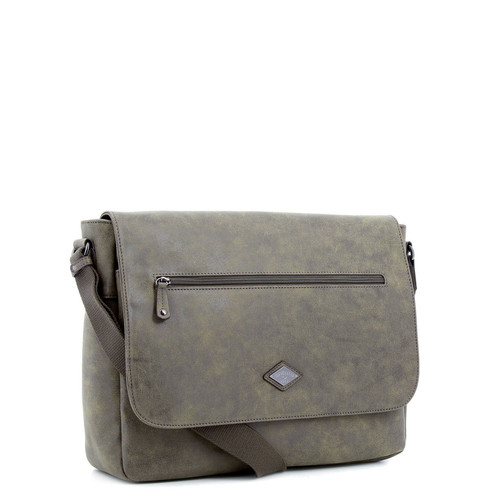 Lee Cooper Maroquinerie - Gibecière A4 taupe - Sac homme marron
