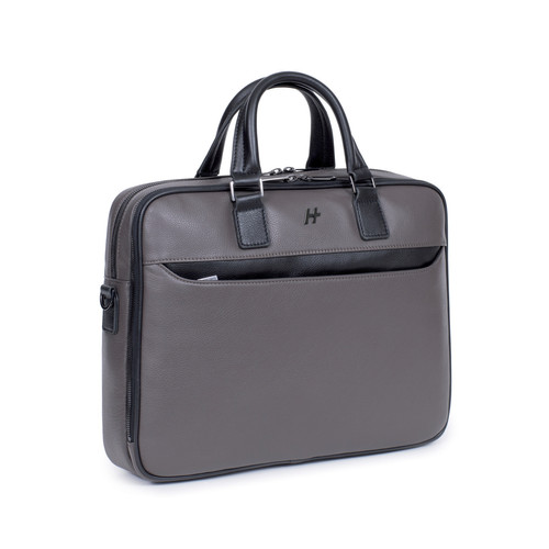 Daniel Hechter Maroquinerie - Porte-documents 13'' & A4 Cuir TOGETHER Taupe/Noir Win - Porte document homme cuir