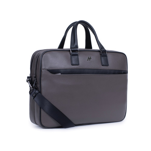 Porte-documents 13'' & A4 Cuir TOGETHER Taupe/Noir Erin Daniel Hechter Maroquinerie