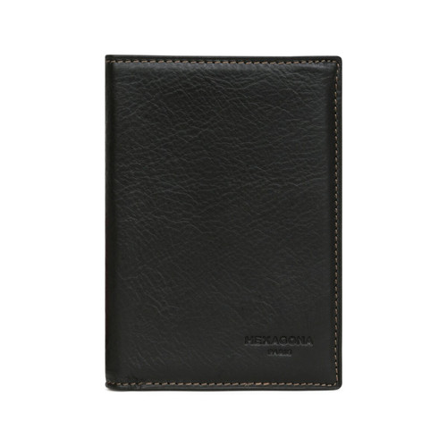 Hexagona - Portefeuille européen Cuir FELIN Noir Earl - Porte cartes portefeuille homme