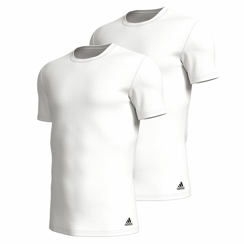 Lot de 2 tee-shirts col rond homme Active Flex Coton 3 Stripes Adidas blanc