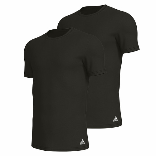 Lot de 2 tee-shirts col rond homme Active Flex Coton 3 Stripes Adidas noir