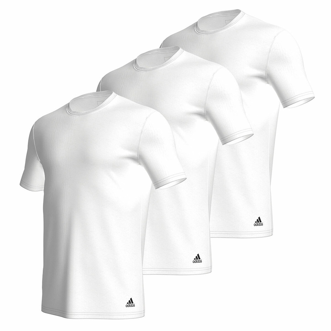 Lot de 3 tee-shirts col rond homme Active Core Coton Adidas blanc