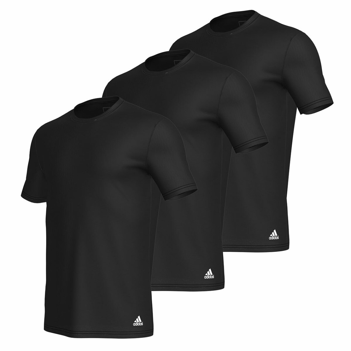 Lot de 3 tee-shirts col rond homme Active Core Coton Adidas noir