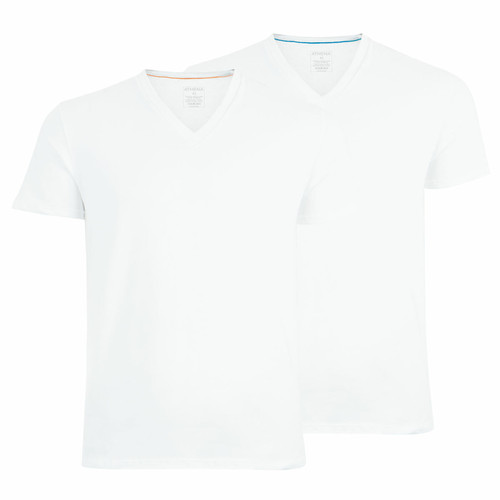 Lot de 2 tee-shirts col V homme Easy Color blanc en coton