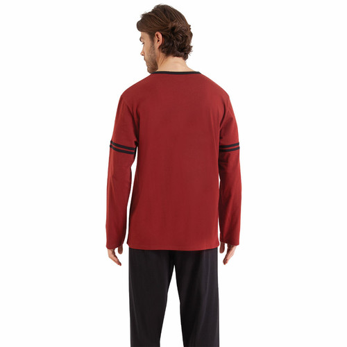 Pyjama long homme Ecopack rouge en coton