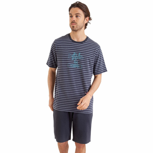 Athéna - Pyjama court homme Rayures Fish & Chips - Mode homme