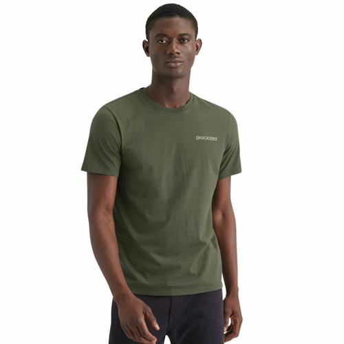 Dockers - Tee-shirt manches courtes en coton vert olive - T shirt polo homme