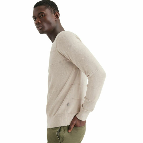 Sweatshirt col rond beige en coton