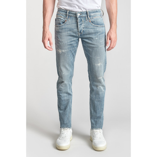 Le Temps des Cerises - Jeans ajusté stretch 700/11, longueur 34 bleu en coton Tony - Vetements homme
