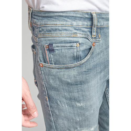 Jeans ajusté stretch 700/11, longueur 34 bleu en coton Tony