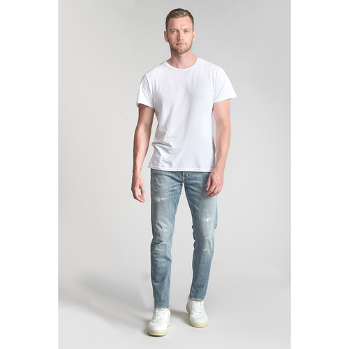 Jeans ajusté stretch 700/11, longueur 34 bleu en coton Tony Le Temps des Cerises