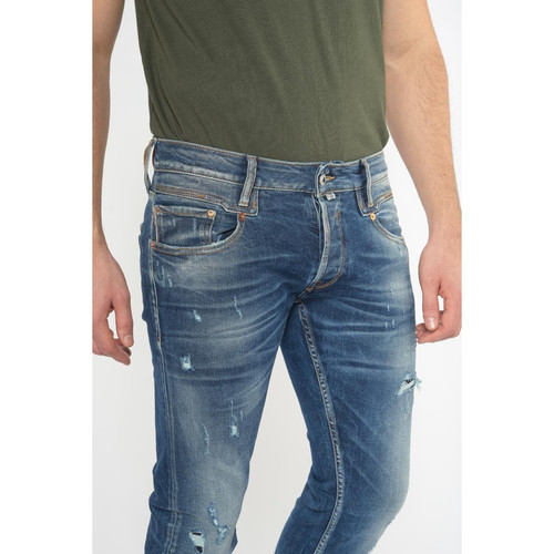 Jeans ajusté stretch 700/11, longueur 34 bleu en coton Logan Le Temps des Cerises