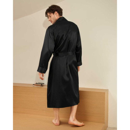 Robe Longue En Soie Luxueuse Classique Pour Homme noir