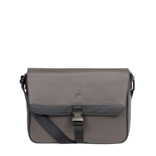Daniel Hechter Maroquinerie - Gibecière 13'' & A4 Cuir TOGETHER Taupe/Noir Aaron - Sacs Homme