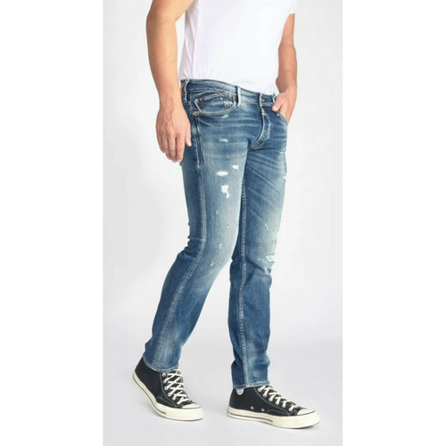 Jeans slim stretch 700/11, longueur 34 bleu en coton Zack Le Temps des Cerises