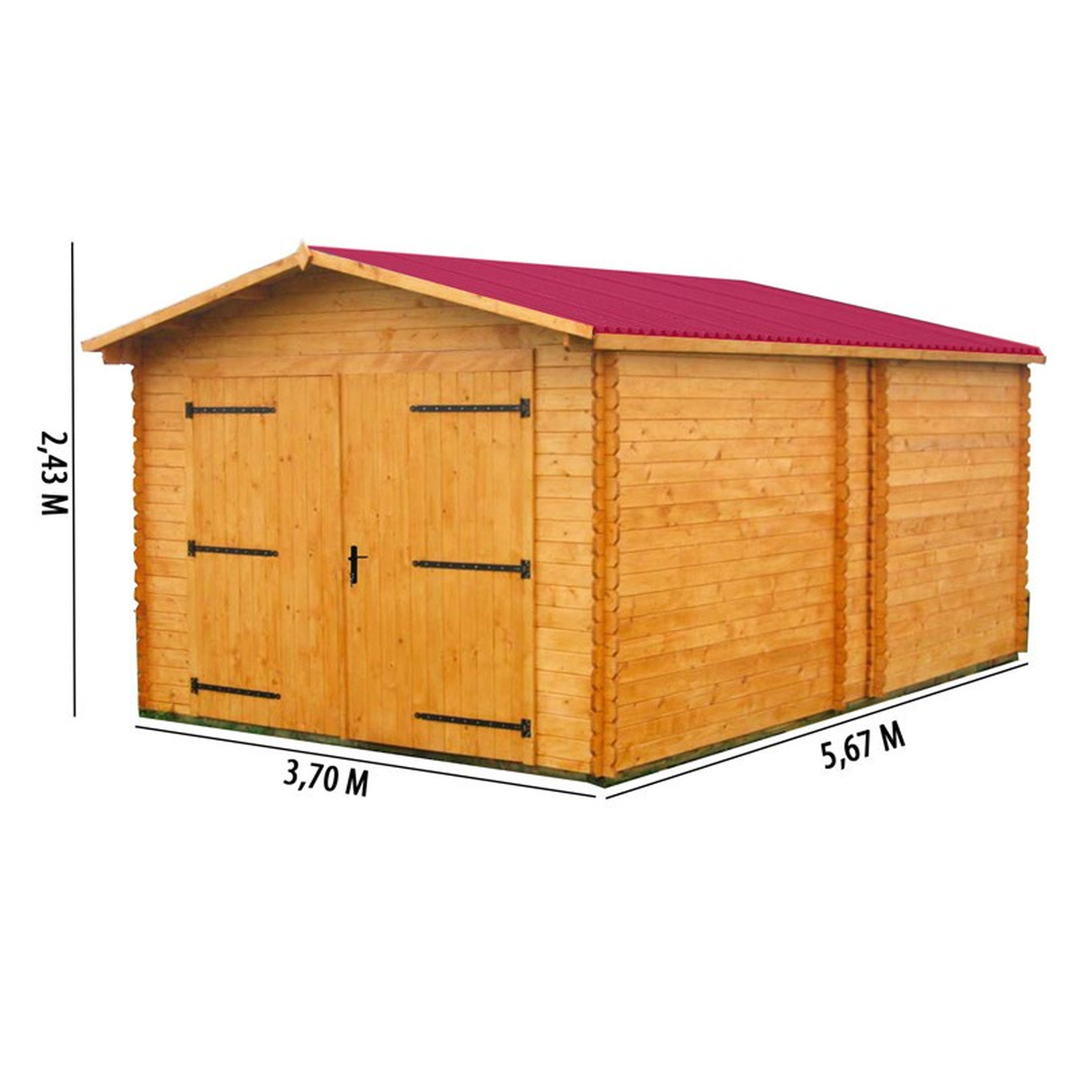Garage madriers bois massif épaisseur 28 mm