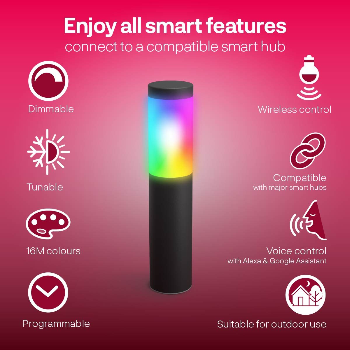 Outdoor Smart Pedestal Light Colour - Pack de 3
