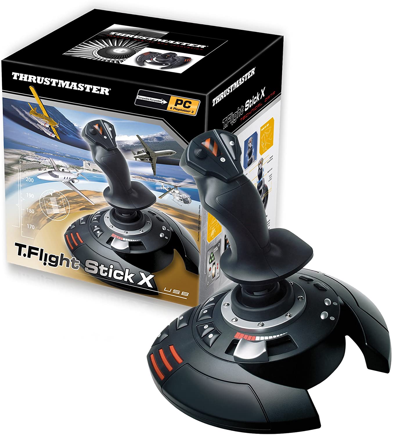 Thrustmaster - T.Flight Stick X PS3 - Manette Flight Simulator pour PS3 - 12 Boutons