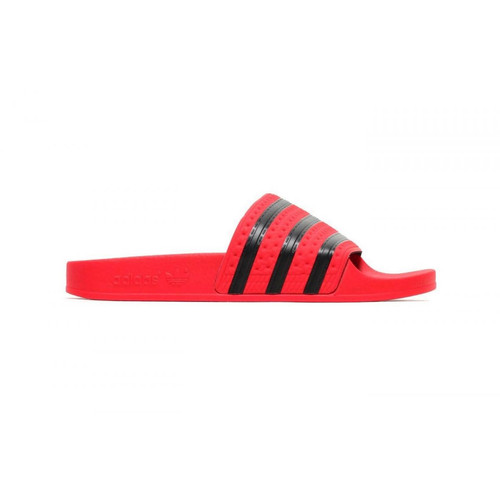 Adidas - Claquettes rouges avec bandes noires - Promotions Mode HOMME