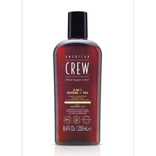 American Crew - 3-En-1 Gingembre + Thé : Shampoing, Après-Shampoing, Gel Douche - Cosmetique american crew