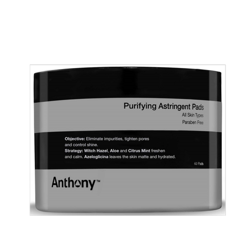 Anthony - 60 Disques Astringents - Purifie Les Peaux Grasses - Soin visage homme peau grasse