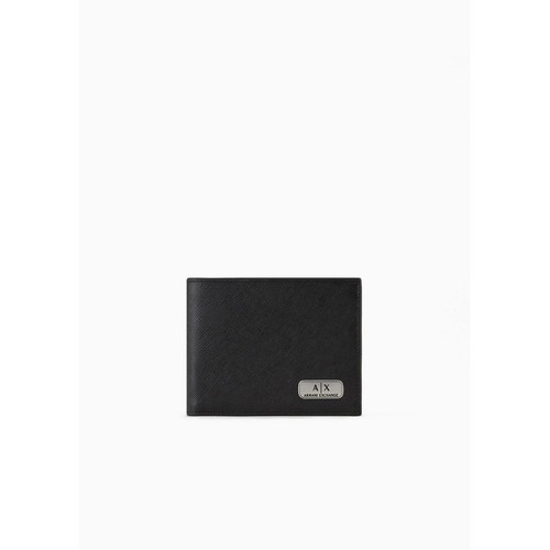 Armani Exchange - Portefeuille 3 volets noir - Porte cartes portefeuille homme