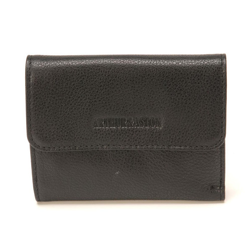 Arthur & Aston - Porte cartes rabat  Arthur & Aston - Cuir grainé noir - Porte cartes portefeuille homme