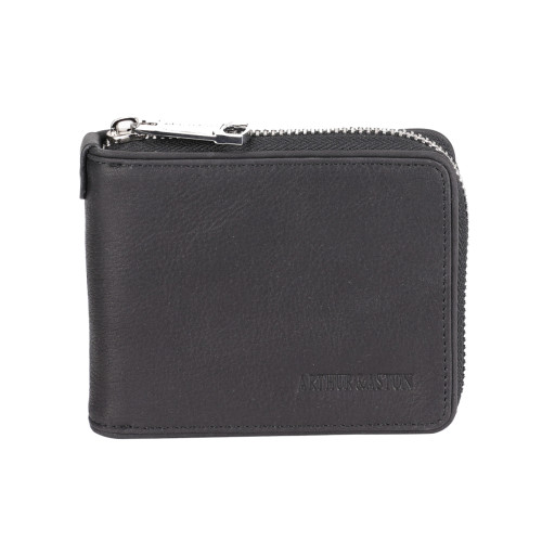 Arthur & Aston - Portefeuille zippé en cuir noir  - Porte cartes portefeuille homme