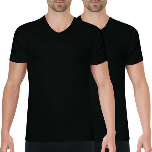 Athéna - Lot de 2 Tee shirts col V homme Coton Bio - T shirt polo homme