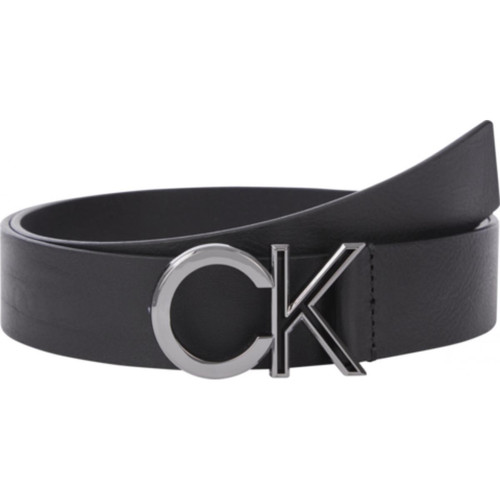 Calvin Klein Maroquinerie - Ceinture Cuir Noire avec Logo CK  - Ceinture homme bretelle