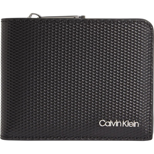 Calvin Klein Maroquinerie - Portefeuille à deux volets noir en cuir  - Porte cartes portefeuille homme