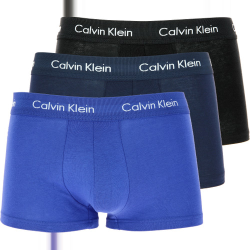 Calvin Klein Underwear - PACK 3 BOXERS COTON STRETCH - Ceinture Logotée Noir / Bleu Marine / Bleu - Calvin klein underwear homme