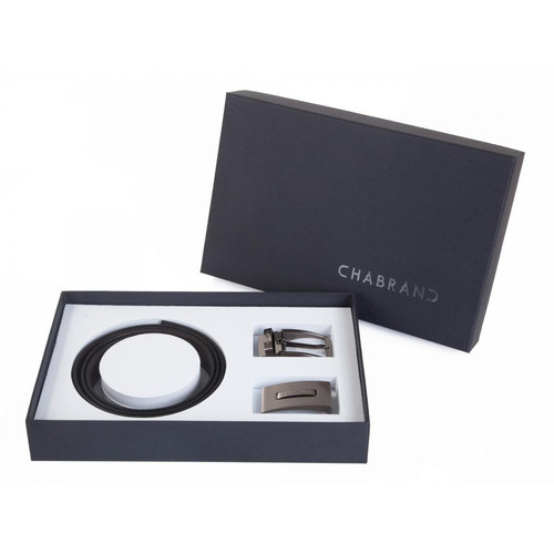 Chabrand Maroquinerie - Coffret ceinture en cuir avec 1 sangle 2 boucles  - Ceinture homme
