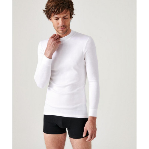 Damart - Tee Shirt Manches Longues Col Montant Blanc - Damart Sous-vêtements Homme