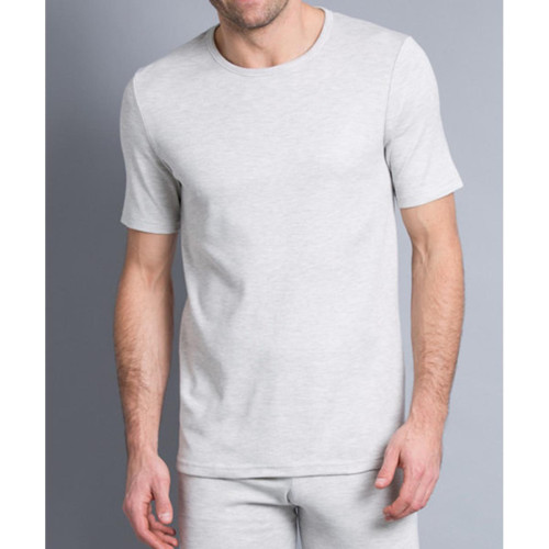 Damart - Tee-shirt manches courtes en mailles gris - T shirt polo homme